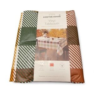 Kirkton House Plaid Vinyl Tablecloth - Green, Orange, Brown NWT
